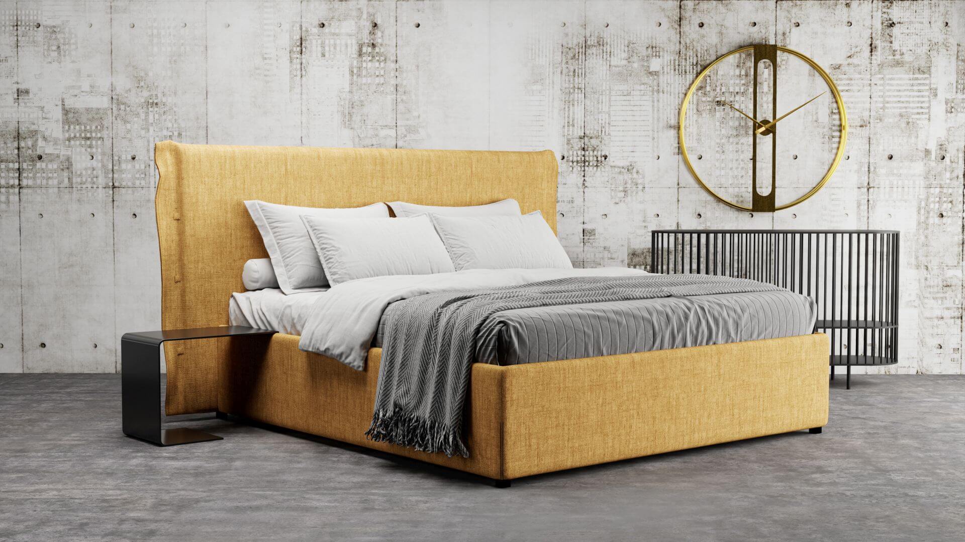 Designová postel s čalouněným čelem
